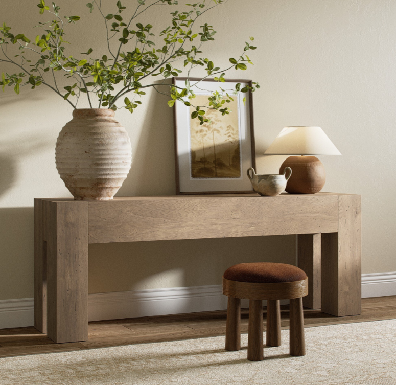 Abaso Console Table, Whitewash Oak
