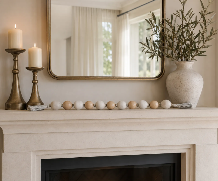 56" Glass and Wood Beaded Garland