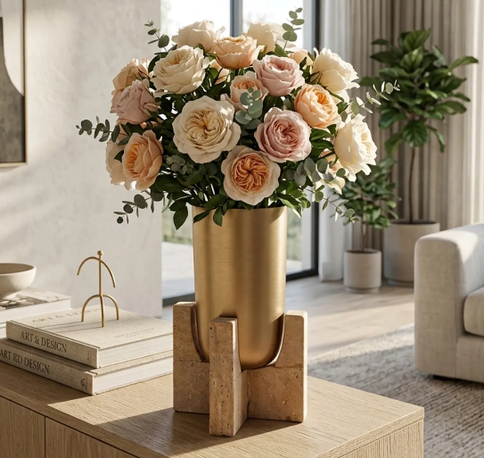 13" Fridley Travertine Vase