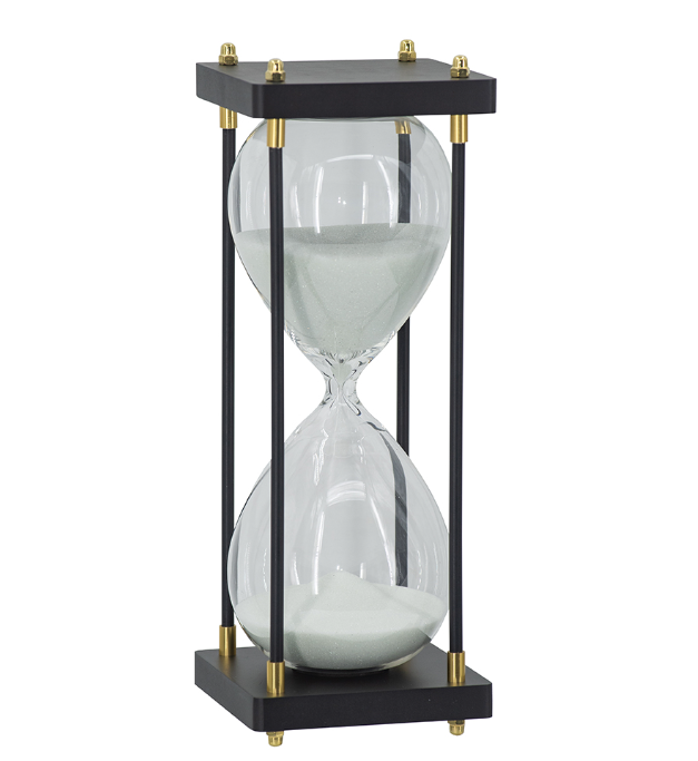 Black & Gold Hourglass w/ White Sand
