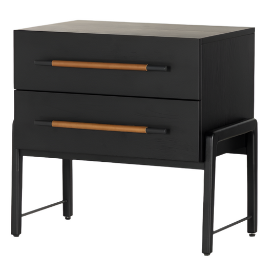 Maxwell Leather & Oak Nightstand, Dark
