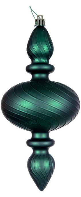 8.2" Midnight Green Swirl Finial Ornament (Various Styles)