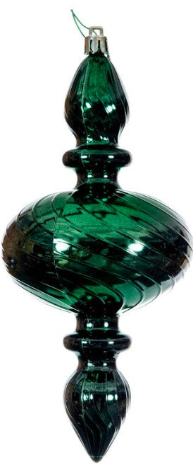 8.2" Midnight Green Swirl Finial Ornament (Various Styles)