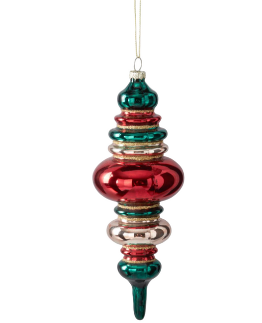Red Gold Green Glass Finial Ornaments (Various Styles)
