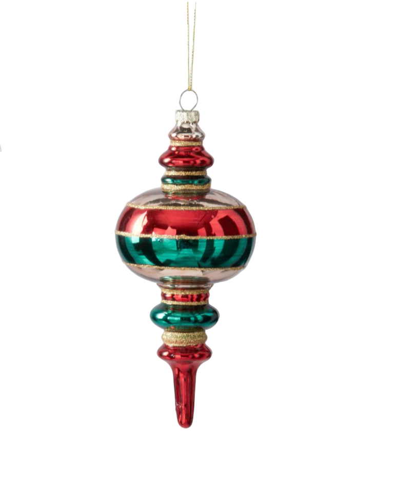 Red Gold Green Glass Finial Ornaments (Various Styles)