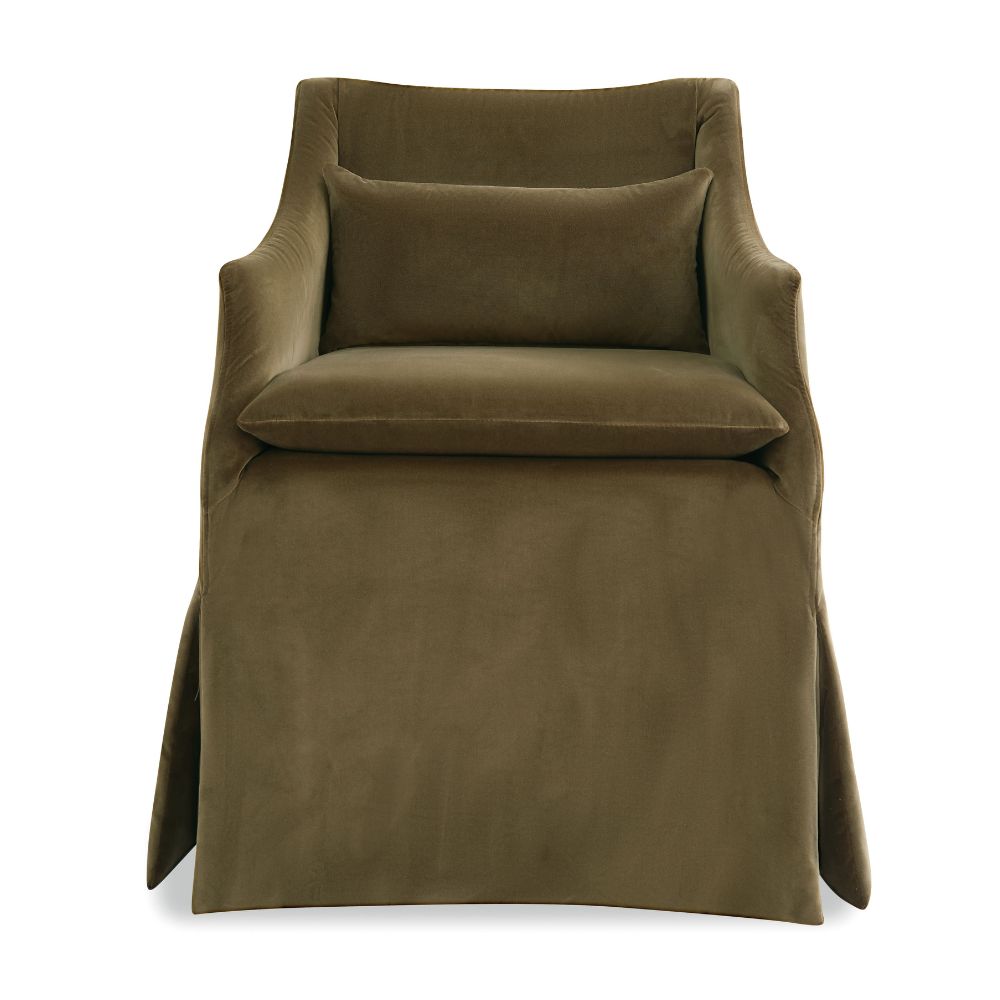 Everlee Rolling Dining Chair, Vintage Velvet Olive