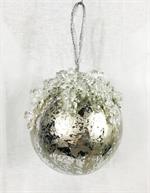 4.5" Icy Ball Ornament, Platinum