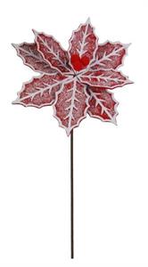 22" Holly Poinsettia Stem, Red/White