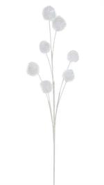35" Pompom Spray, Iridescent White