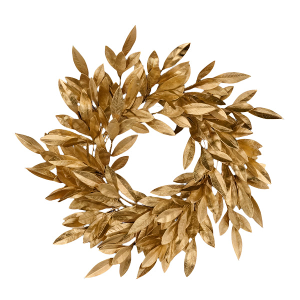 24" Bay Leaf Wreath, Gold