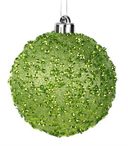120MM Sequin Glitter Ball Ornament, Lime Green
