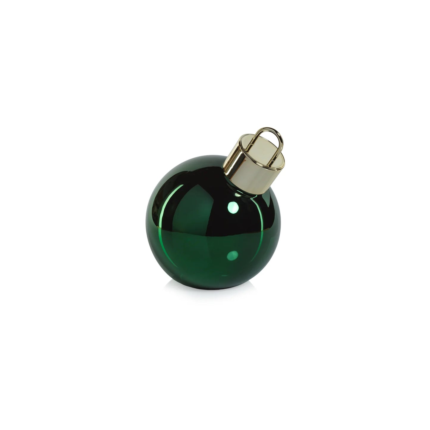 5" Metallic Glass Oversized Ball Ornament LED, Green