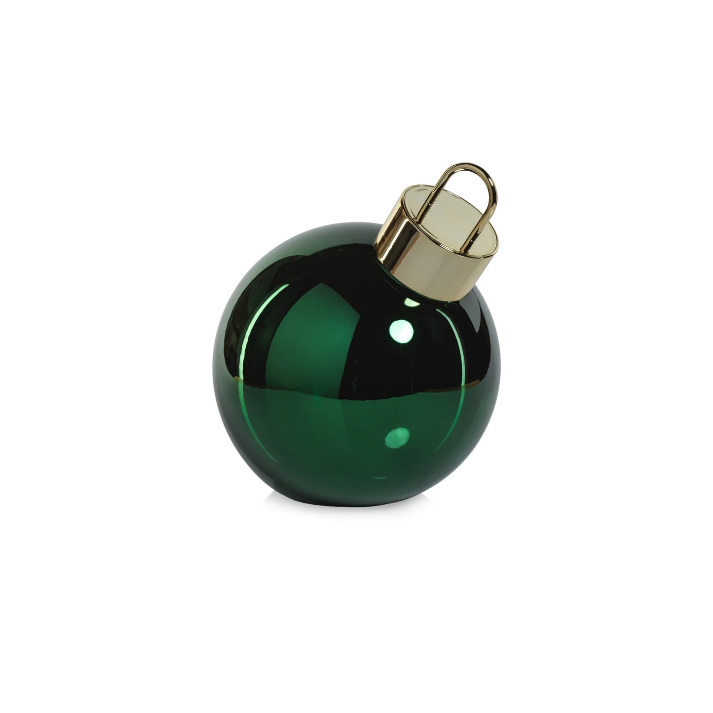 7.75" Metallic Glass Oversized Ball Ornament LED, Green