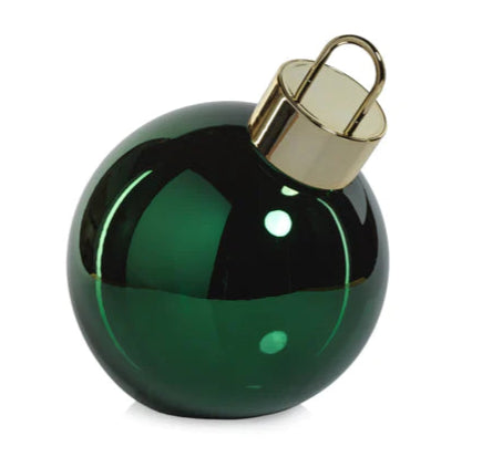 9.75" Metallic Glass Oversized Ball Ornament LED, Green