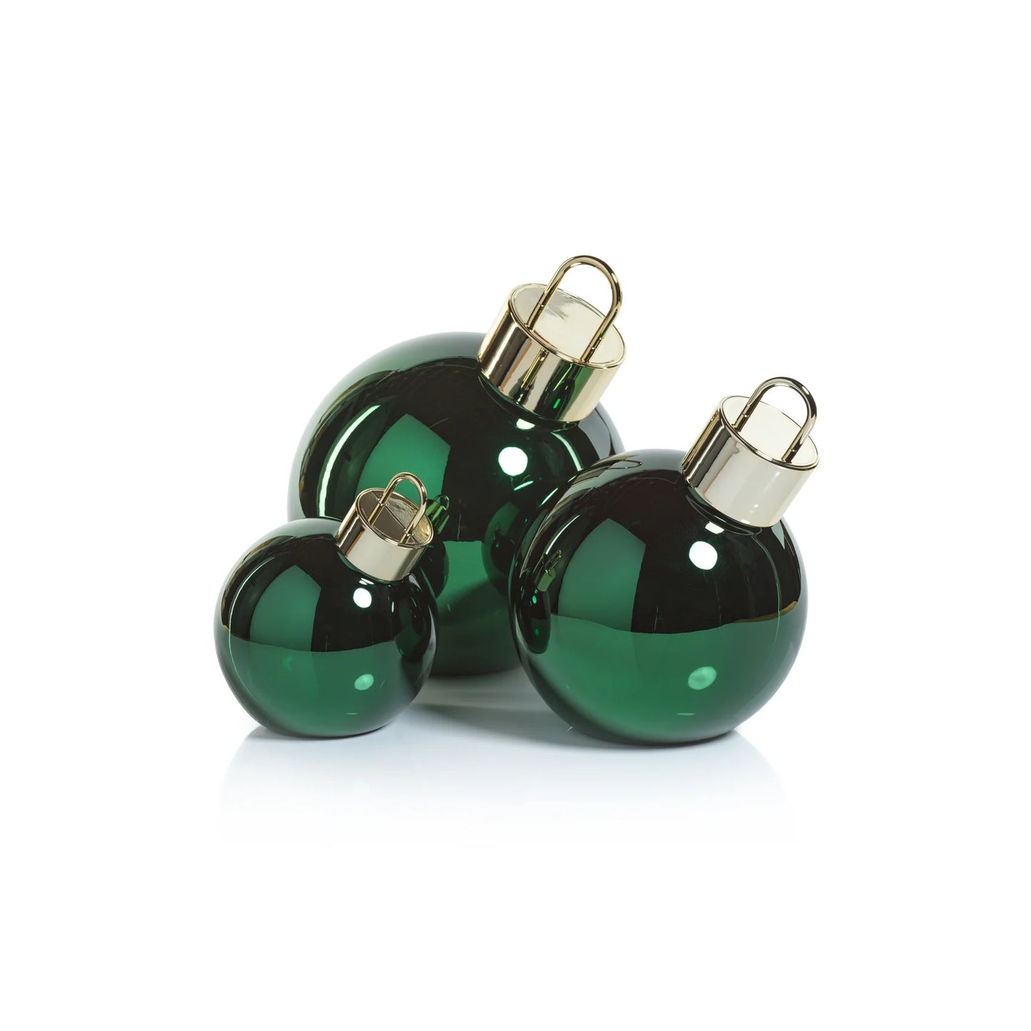 7.75" Metallic Glass Oversized Ball Ornament LED, Green