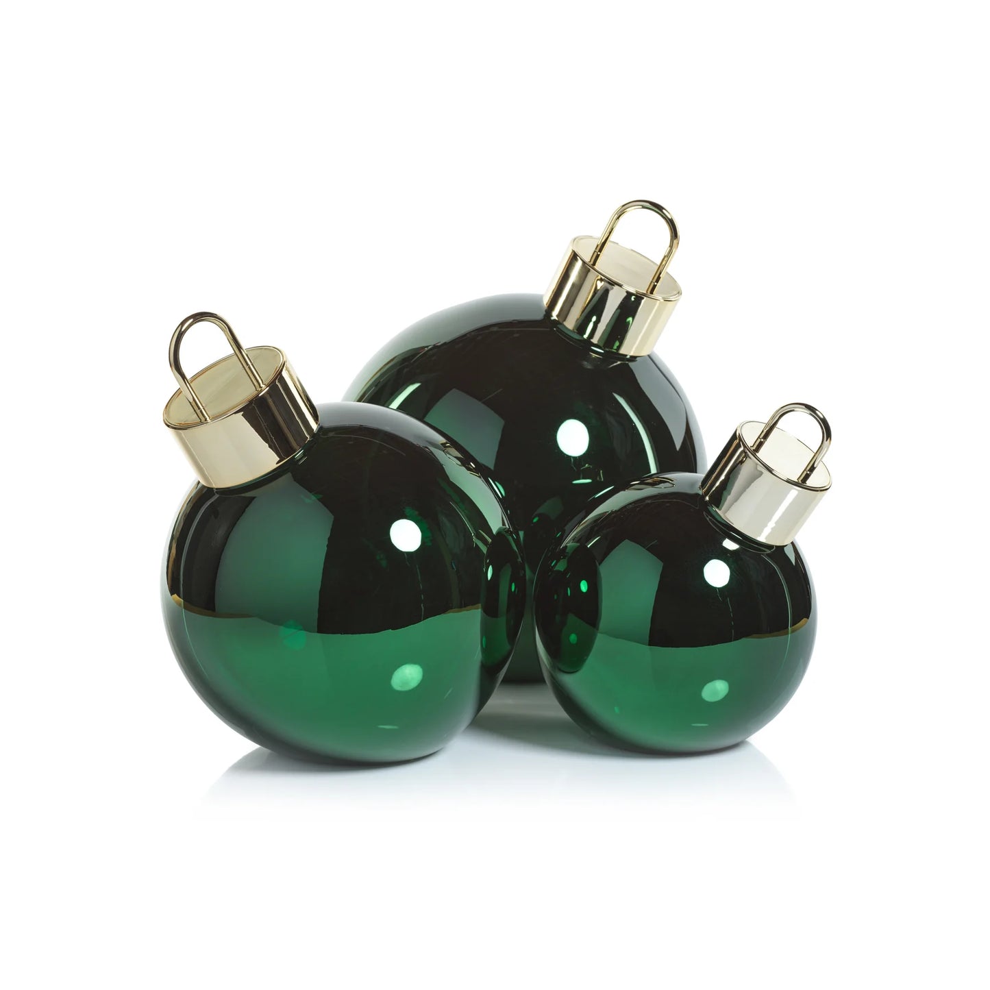 7.75" Metallic Glass Oversized Ball Ornament LED, Green