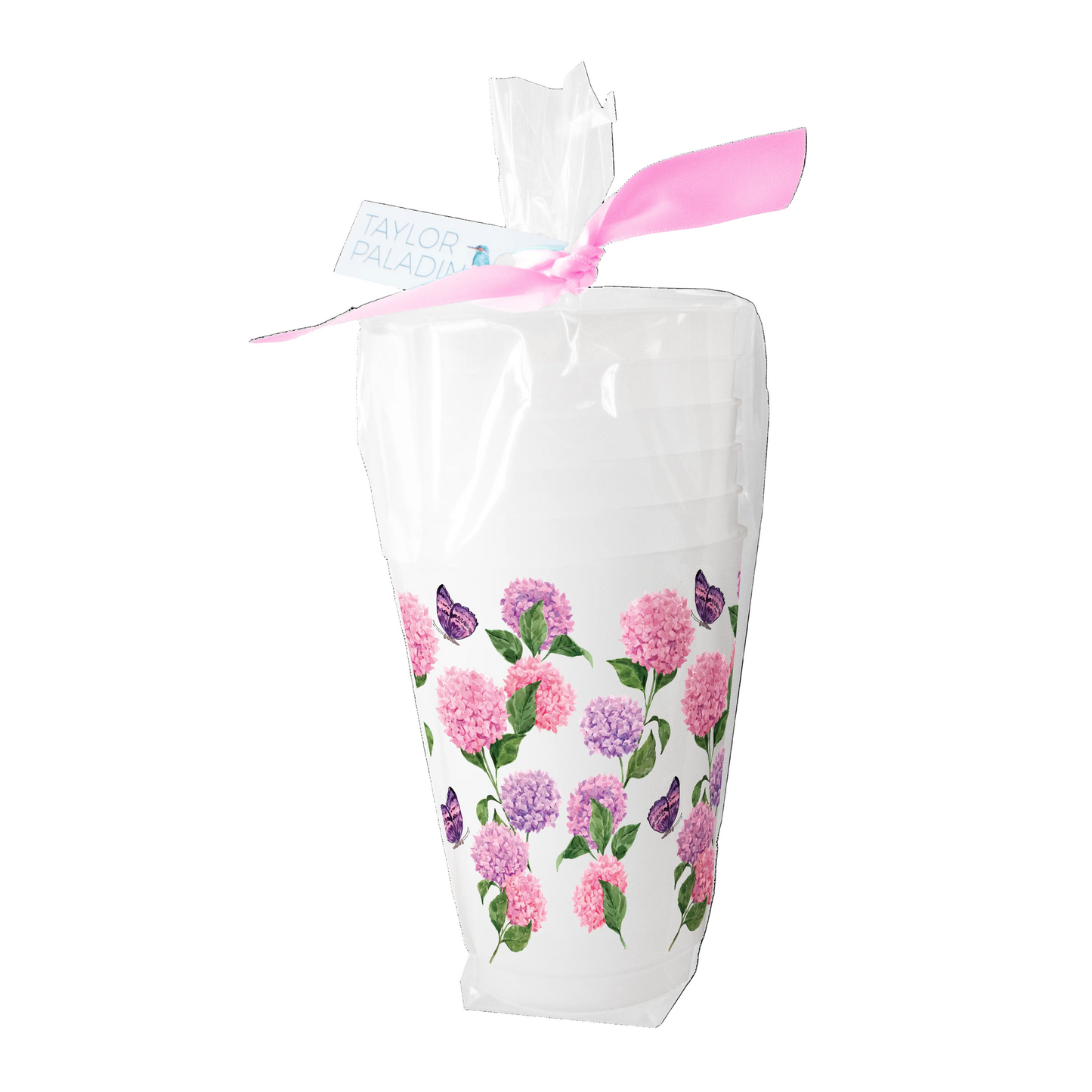 Pink Hydrangea Frosted Cup, Set of 6