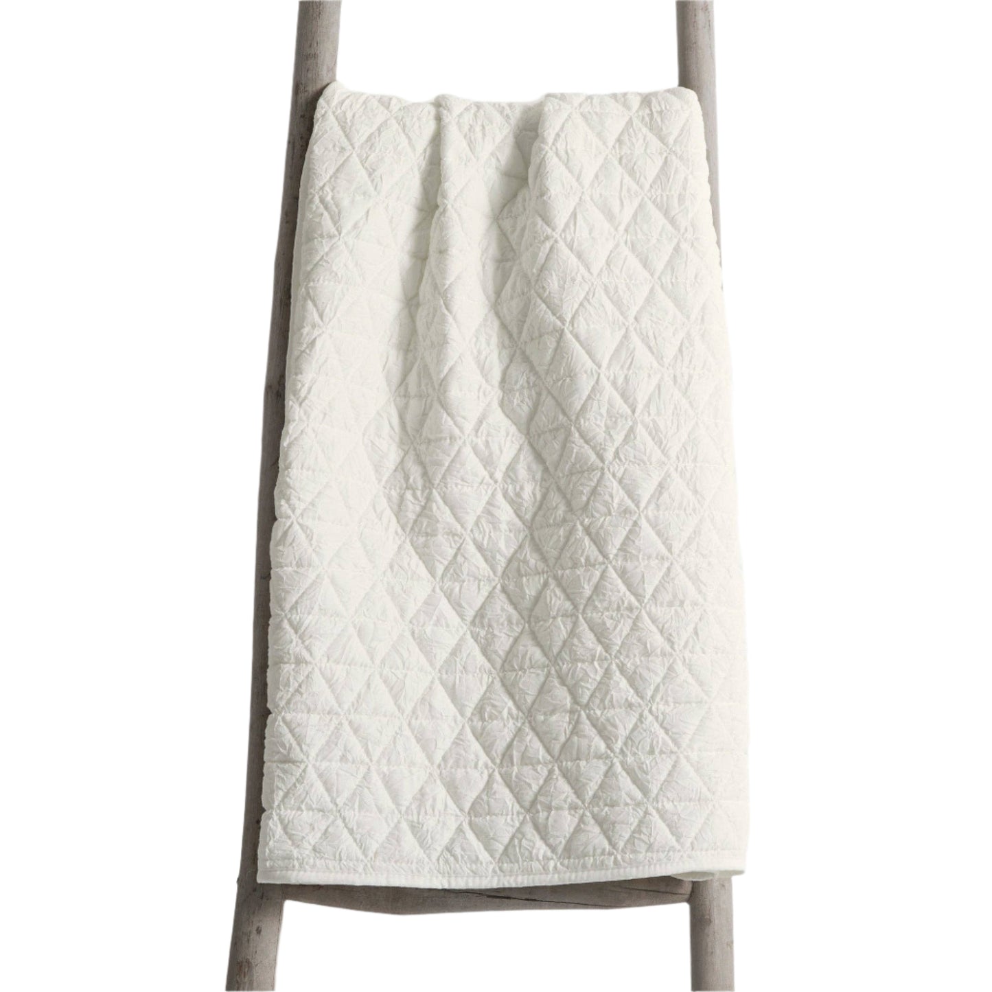 Rowan Quilted Throw Blanket, Cream