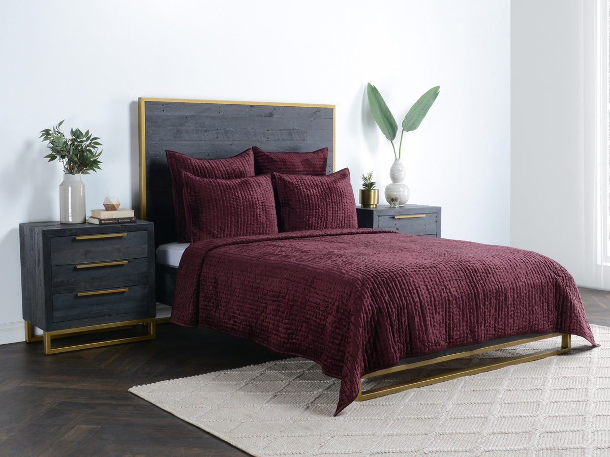 Bari Velvet Port 4pc King Quilt Set
