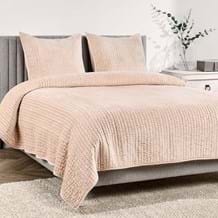 Bari Nude 4 Piece King Quilt Set, Velvet