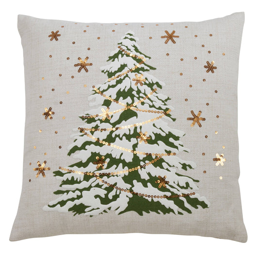 18" Christmas Tree Throw Pillow With LED Lights, White
