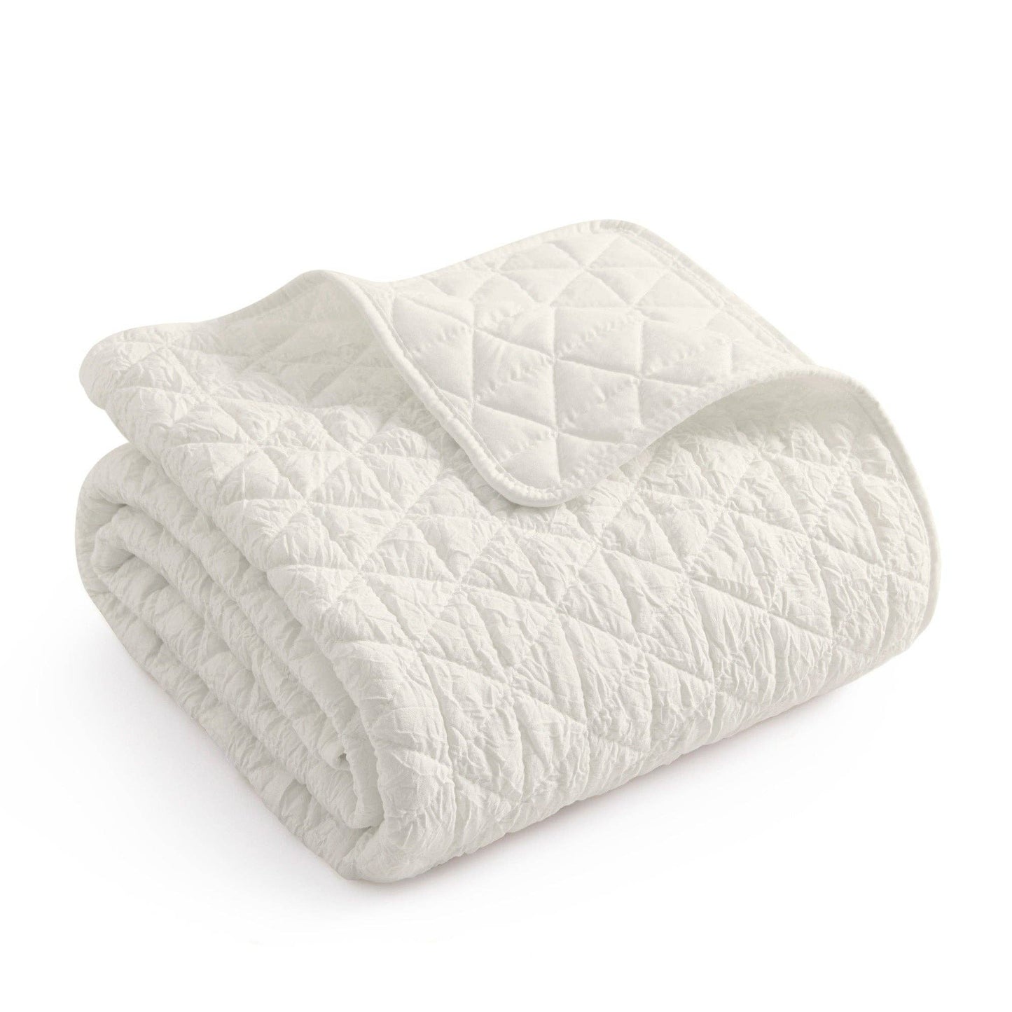 Rowan Quilted Throw Blanket, Cream