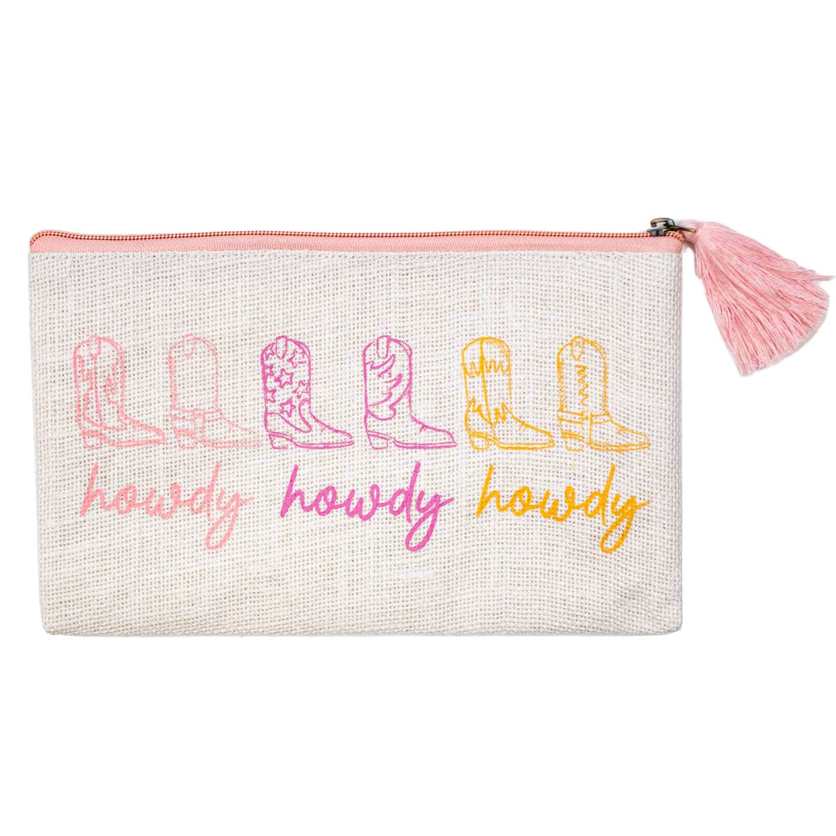 Howdy Cowgirl Jute Cosmetic Bag