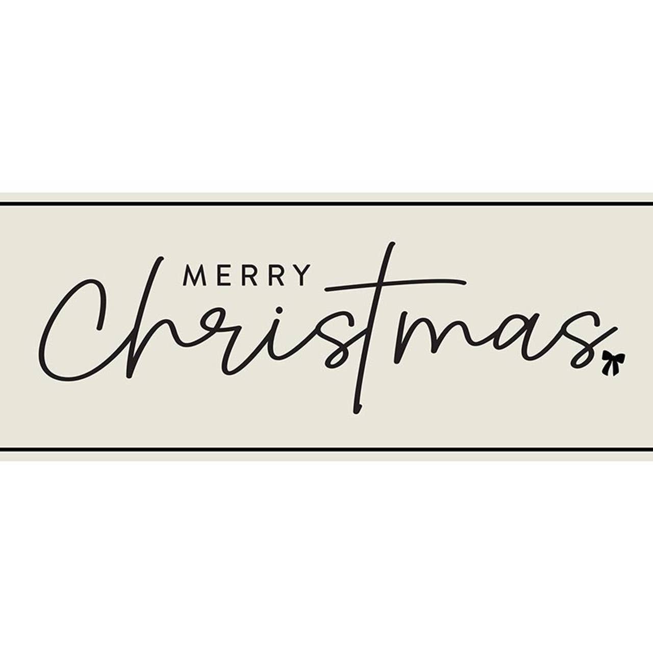 Merry Christmas Paper Table Runner, Off White and Black