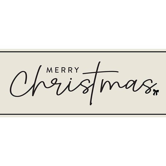 Merry Christmas Paper Table Runner, Off White and Black
