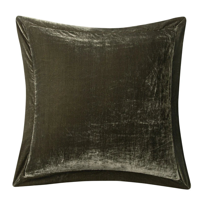 Stella Silk Velvet Flanged Euro Sham, Fern Green