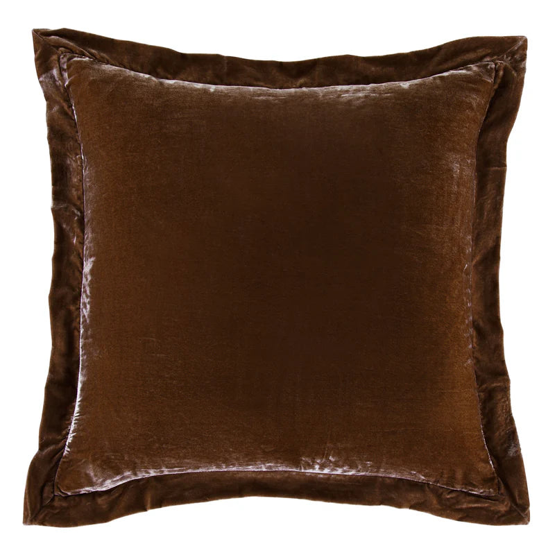 Stella Silk Velvet Flanged Euro Sham, Copper Brown
