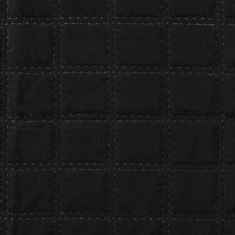 Stella Silk Velvet Double Box Stitch Quilt, Full/Queen, Black, 3PC