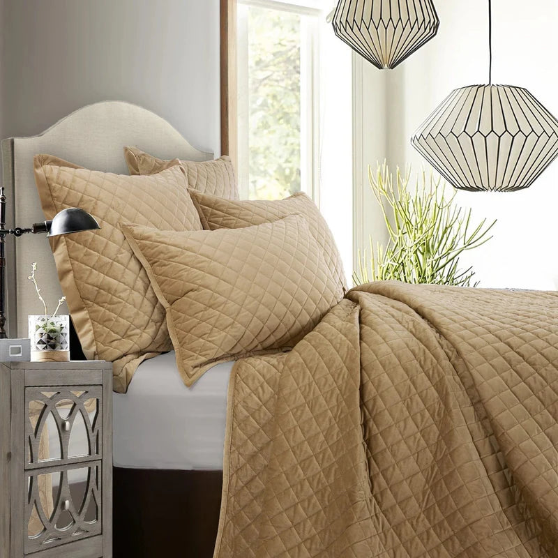 Velvet Diamond Quilted Euro Sham, Oatmeal