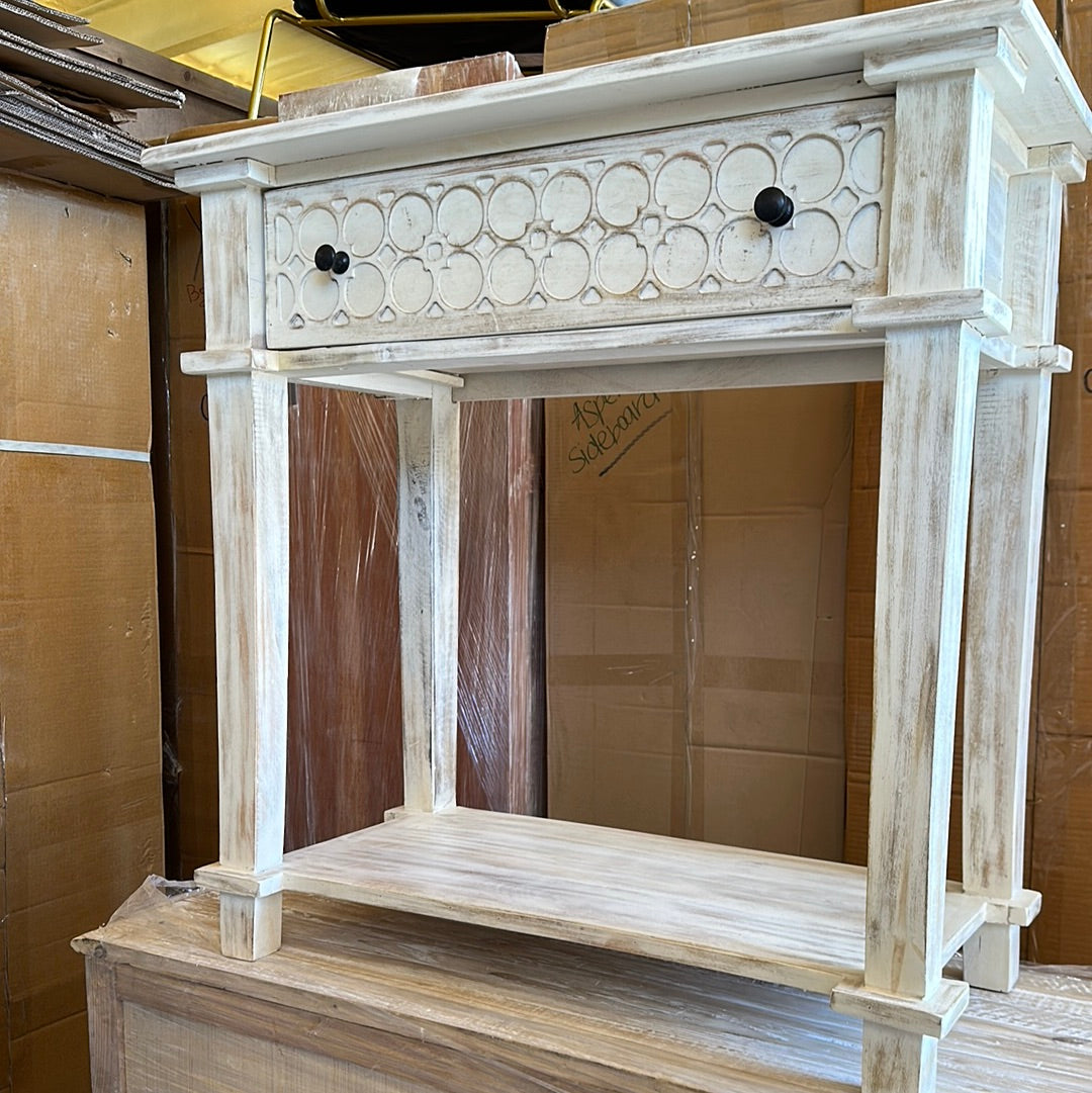 Whitewash Fretwork Chest/Nightstand