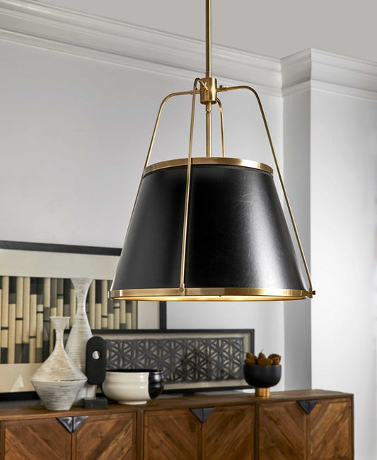 Leather Classic 4 Light Pendant (Black)