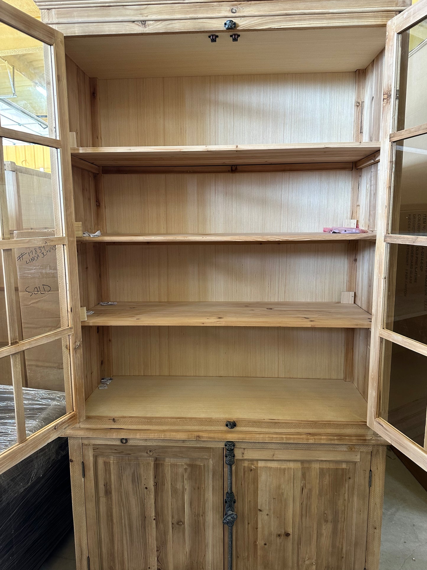 Tatiana Windowpane Display Cabinet, Natural