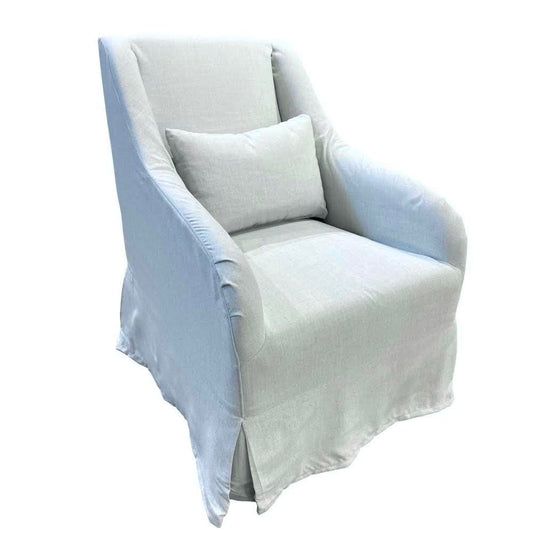 Light white armchair with a matching cover on a white background