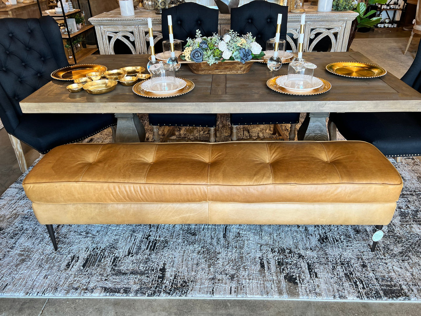 Angelo Bench, Italian Camel Leather (63”)