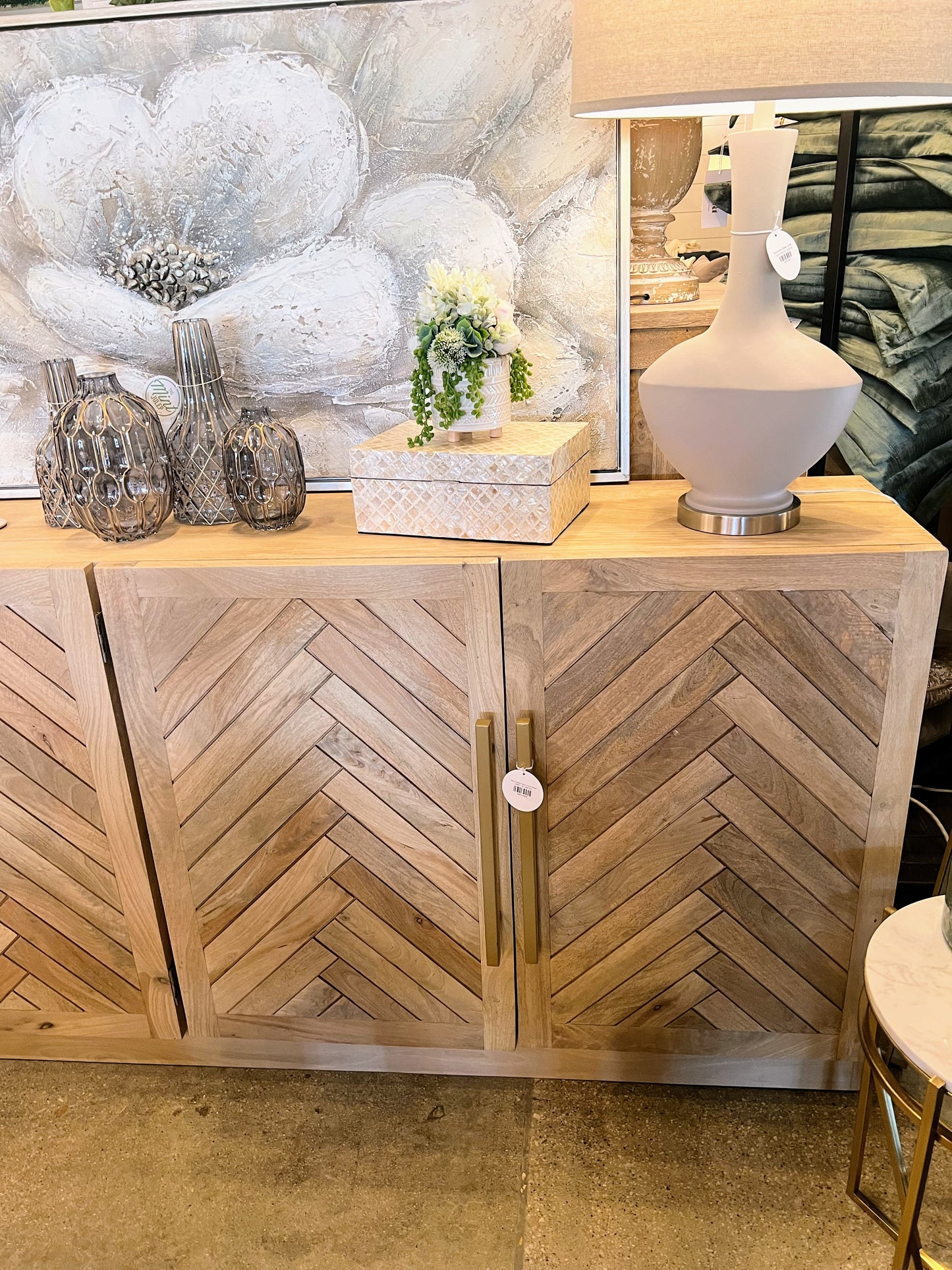Mabry Herringbone Mango Console (Natural)