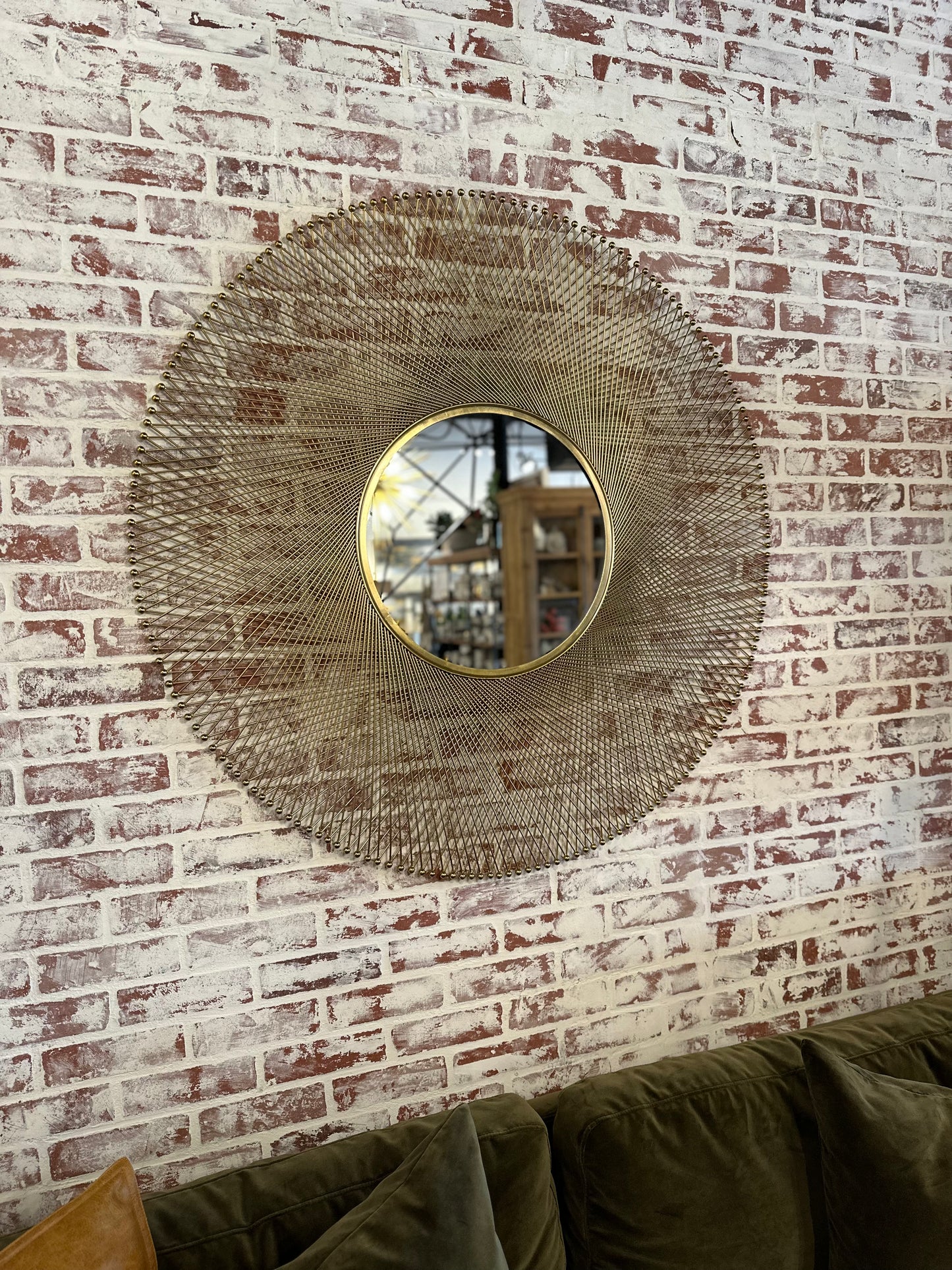 Contemporary Gold Sunburst Wall Mirror