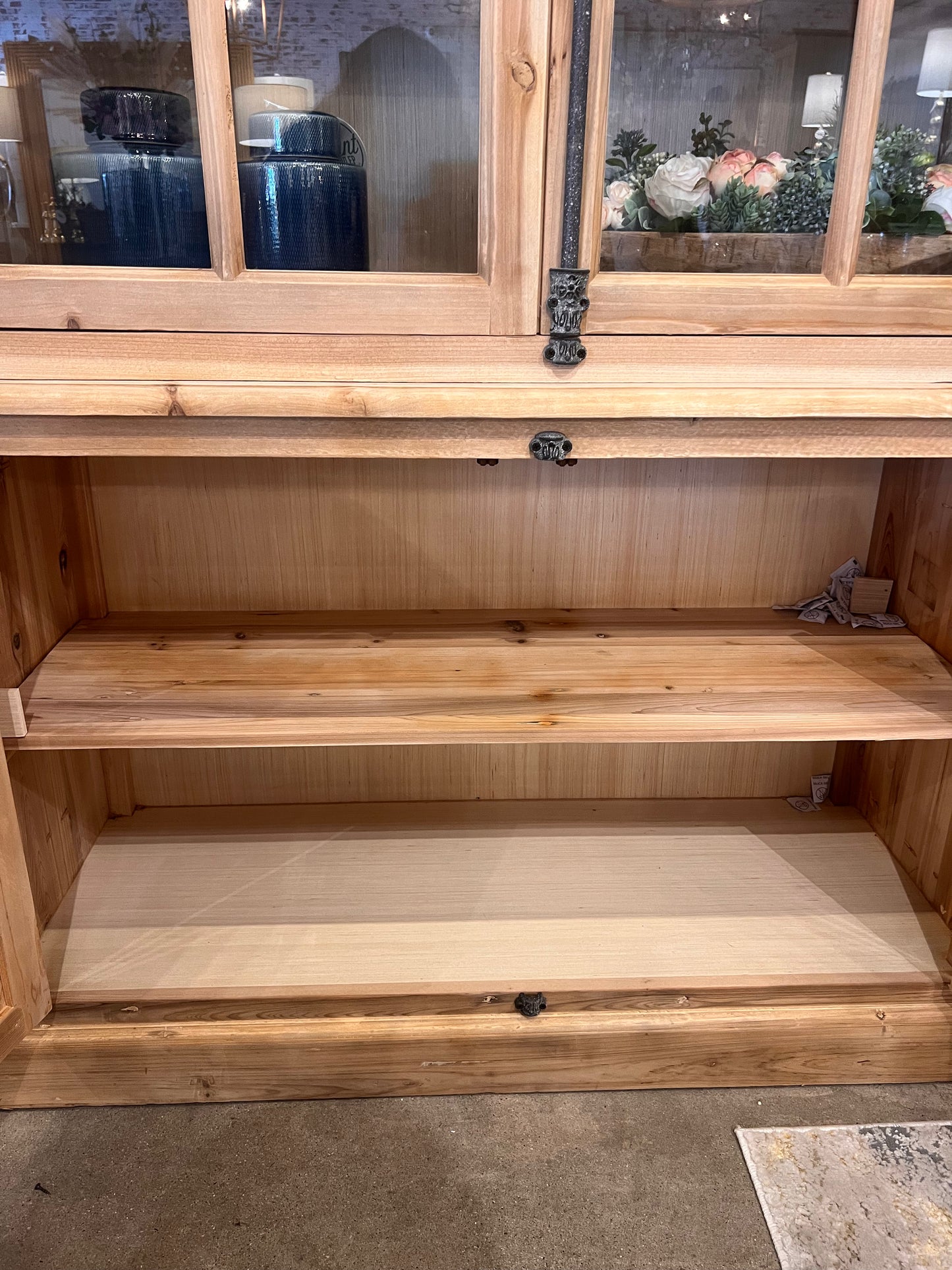 Tatiana Windowpane Display Cabinet, Natural