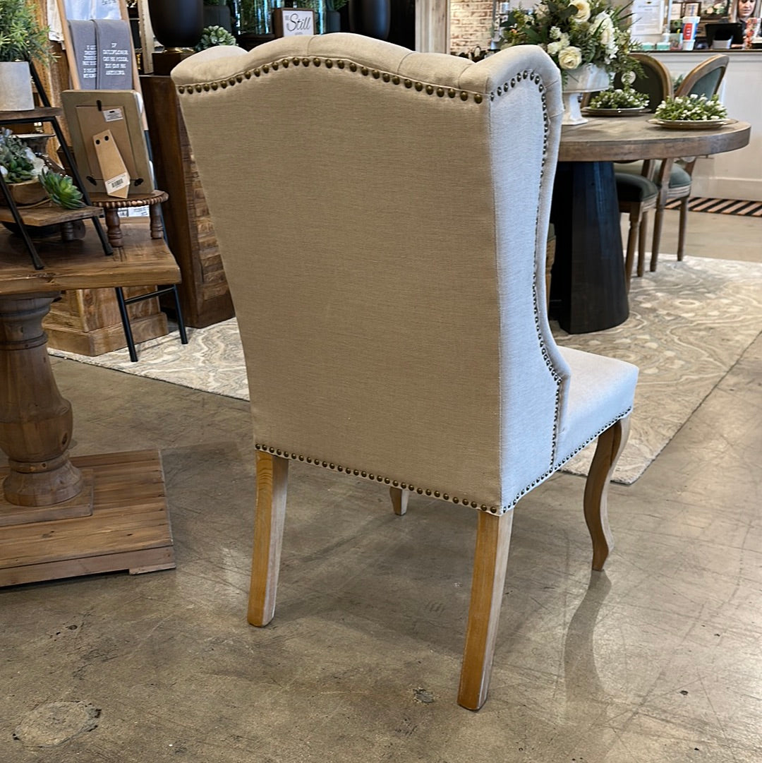 Preston Natural Linen Tufted Wingback Chair