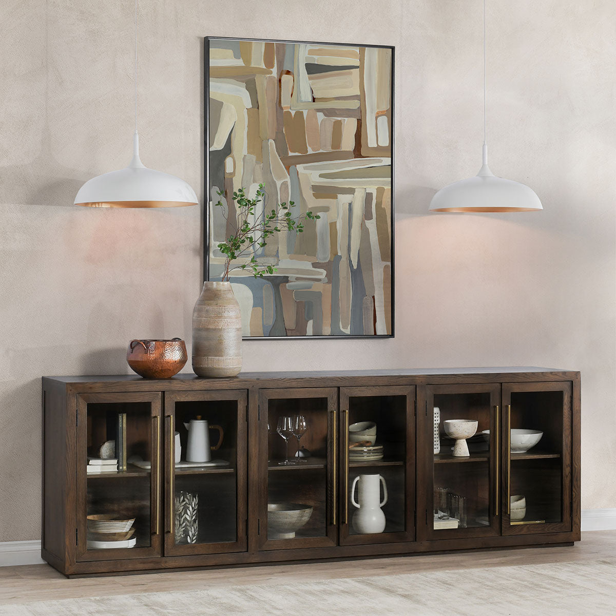 Bradley 6 Door Oak Sideboard, Cocoa Brown
