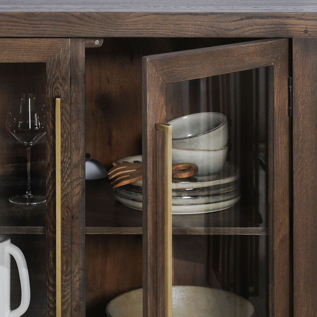 Bradley 6 Door Oak Sideboard, Cocoa Brown