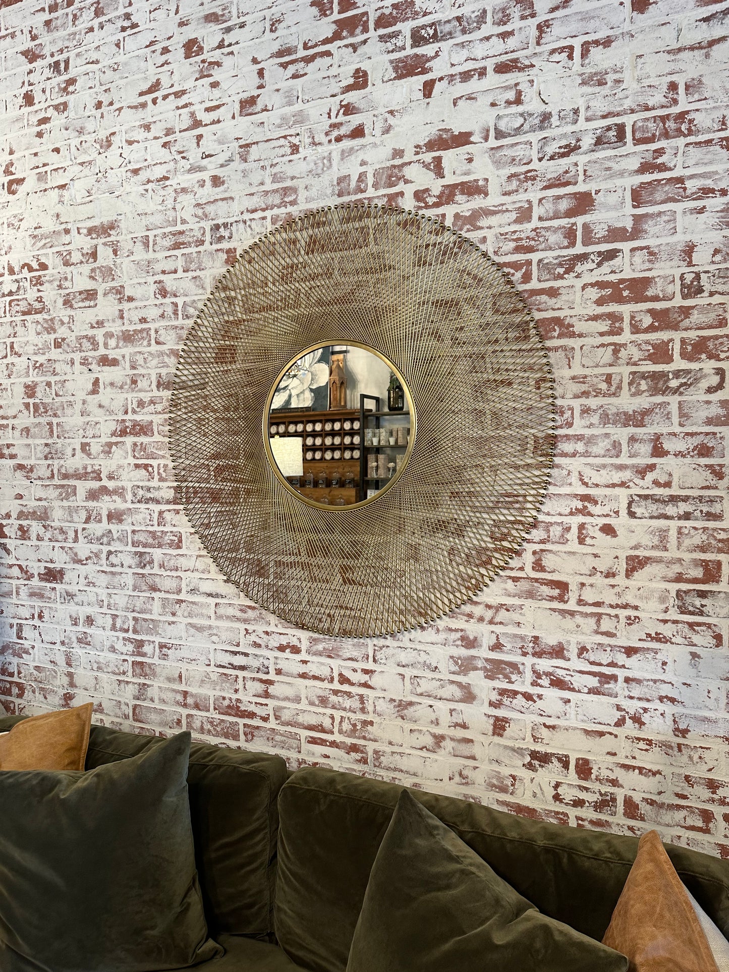 Contemporary Gold Sunburst Wall Mirror