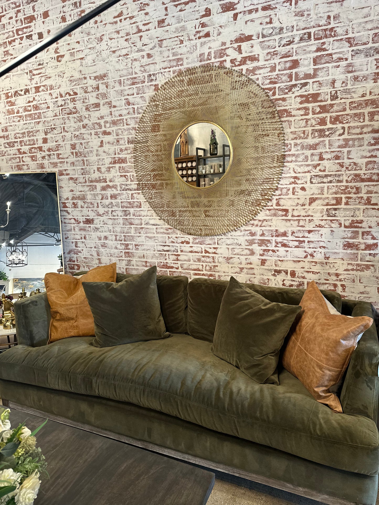 Contemporary Gold Sunburst Wall Mirror