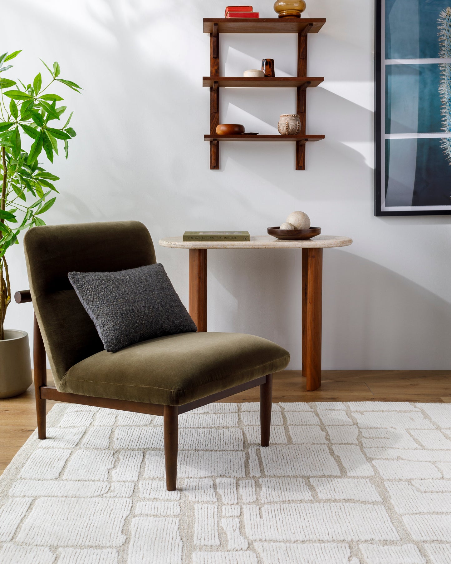 Teddy Velvet Accent Chair, Olive Green