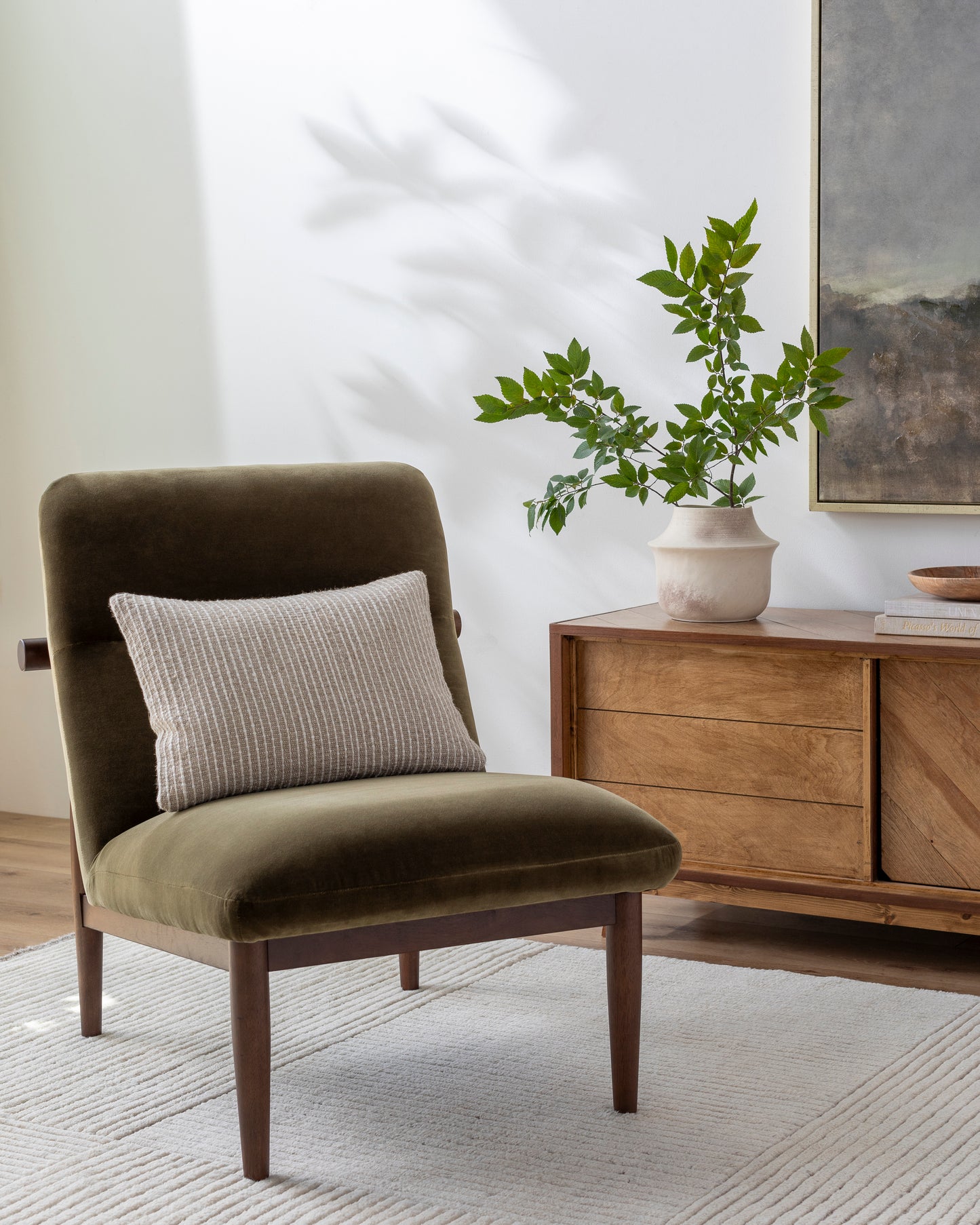 Teddy Velvet Accent Chair, Olive Green