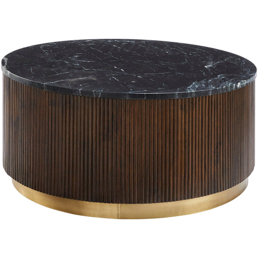 Amelia Marble & Wood Coffee Table (Black)