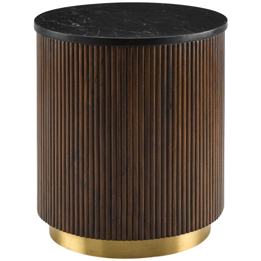 Amelia Marble & Wood End Table (Black)
